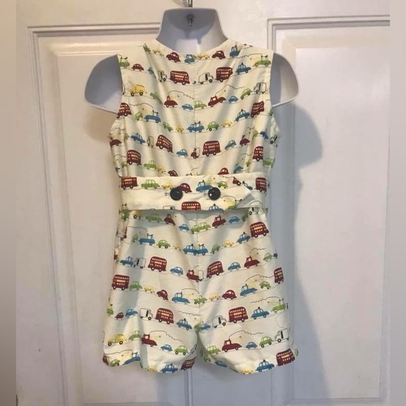 NWOT size 1 (12m) Custom made Cream/Red/green/yellow transportation Jon Jon - Picture 3 of 6